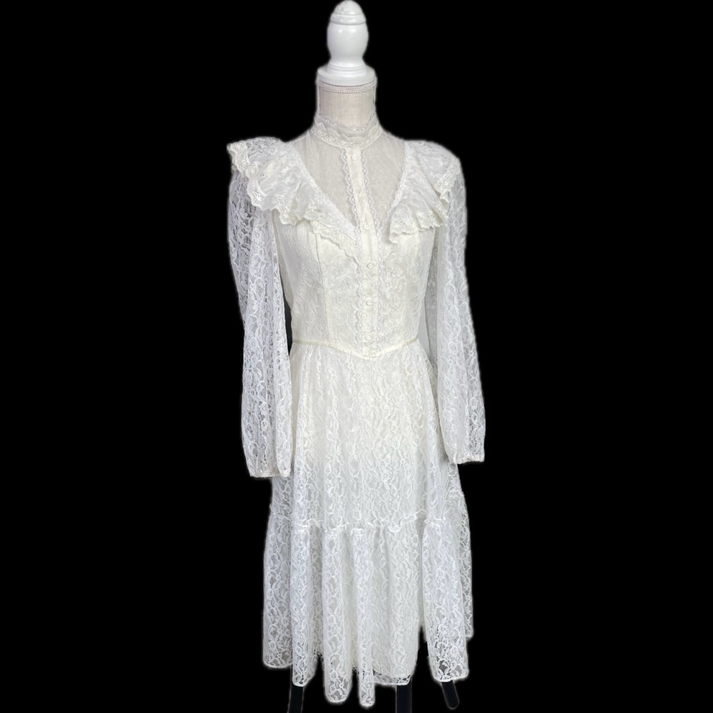 CANDI JONES CALIFORNIA | S/M | Vtg 70’s Victorian Romantic Bridal Prairie Dress